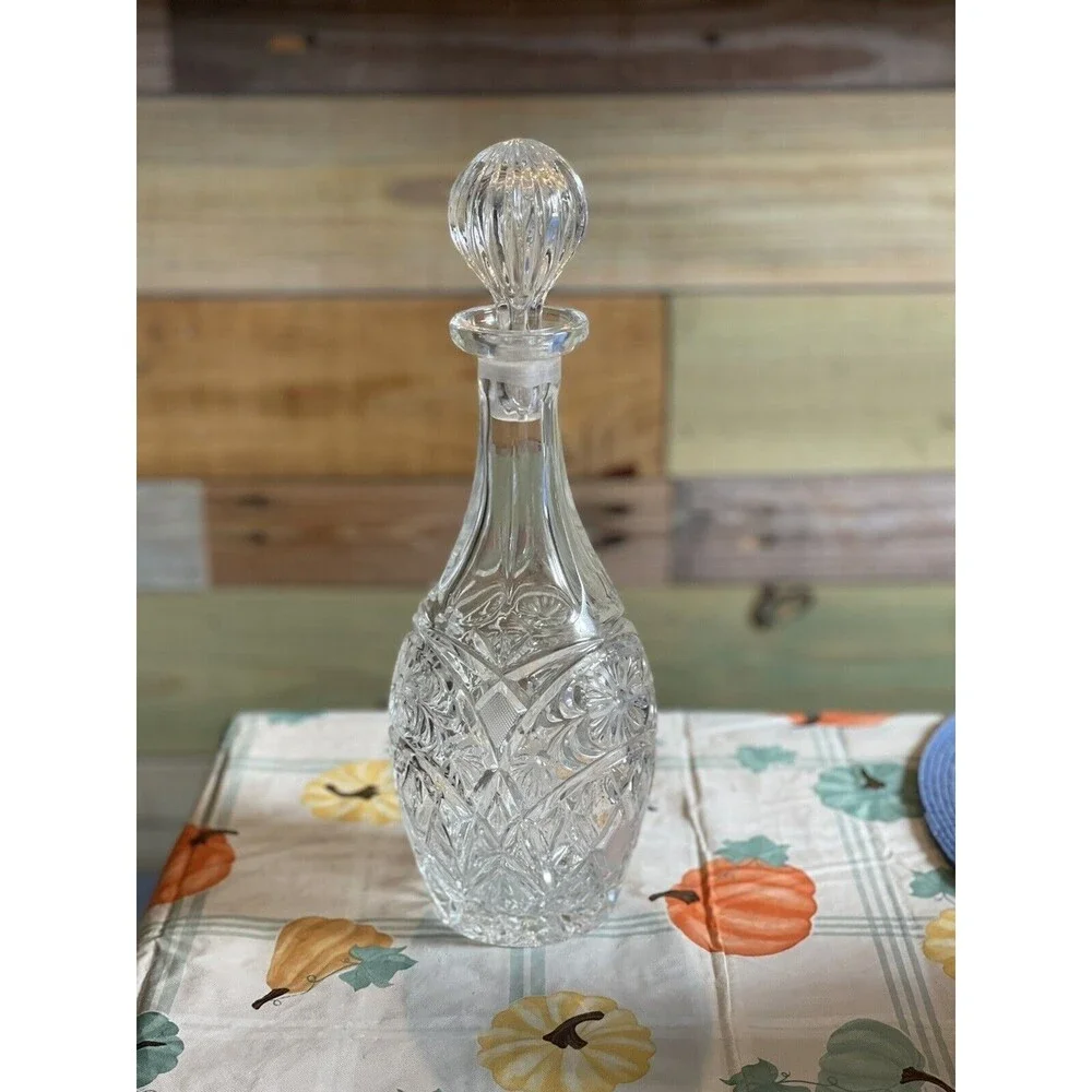 Vintage Cut Crystal Decanter - Pinwheel/ Star Design Very Heavy Barware